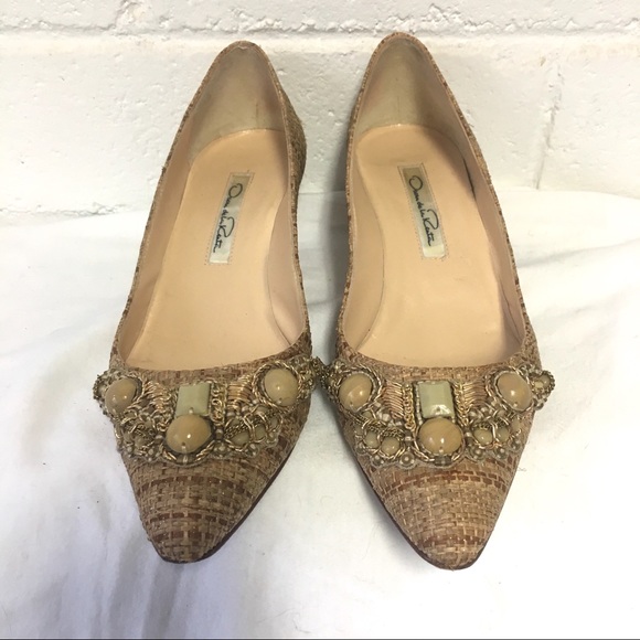 OSCAR DE LA RENTA • Embellished Rafia Pumps - Picture 8 of 12